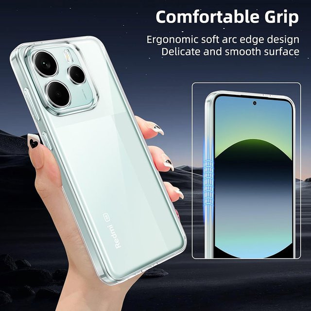 Xiaomi Silikon-Softcase Transparente Stoßfeste Hülle für Redmi Note 14 13 12 Pro Plus Pro+ 4G 5G sowie Redmi 14C 13C 12C - Bild 1