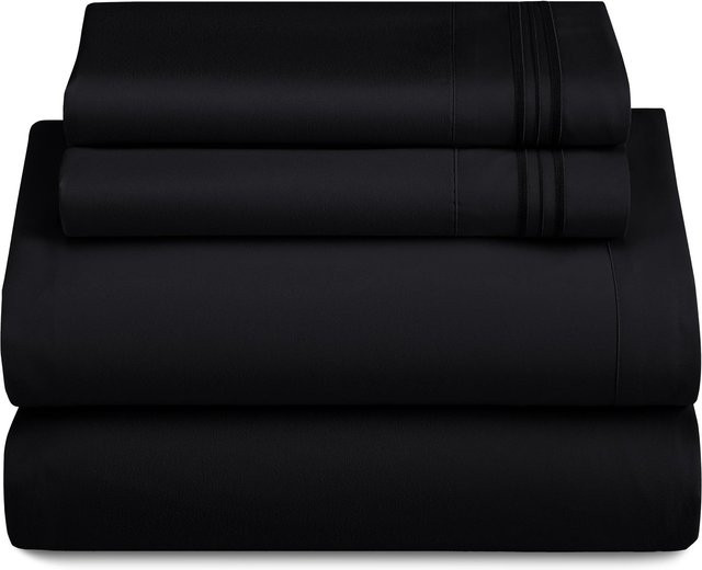 4-teiliges Bettwäscheset aus Mikrofaser von Bin Chi Textiles, Serie 1801, Schwarz - Bild 1