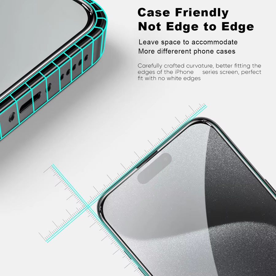 PHENVEL Displayschutz aus gehärtetem Glas für iPhone 13 14 15 16 Pro Max, transparent, 2-4 Stück - Bild 4