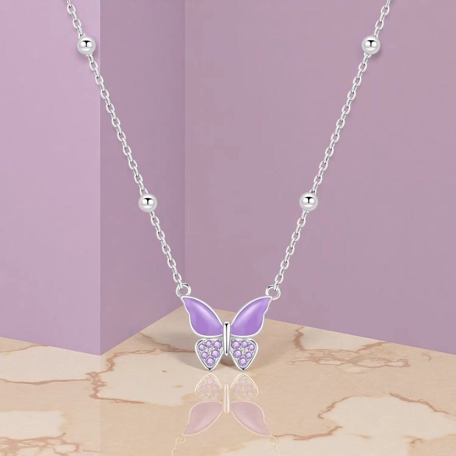 PANPOKI Halskette mit Anhänger, 925 Silber, Schmetterling, Damen - Bild 3