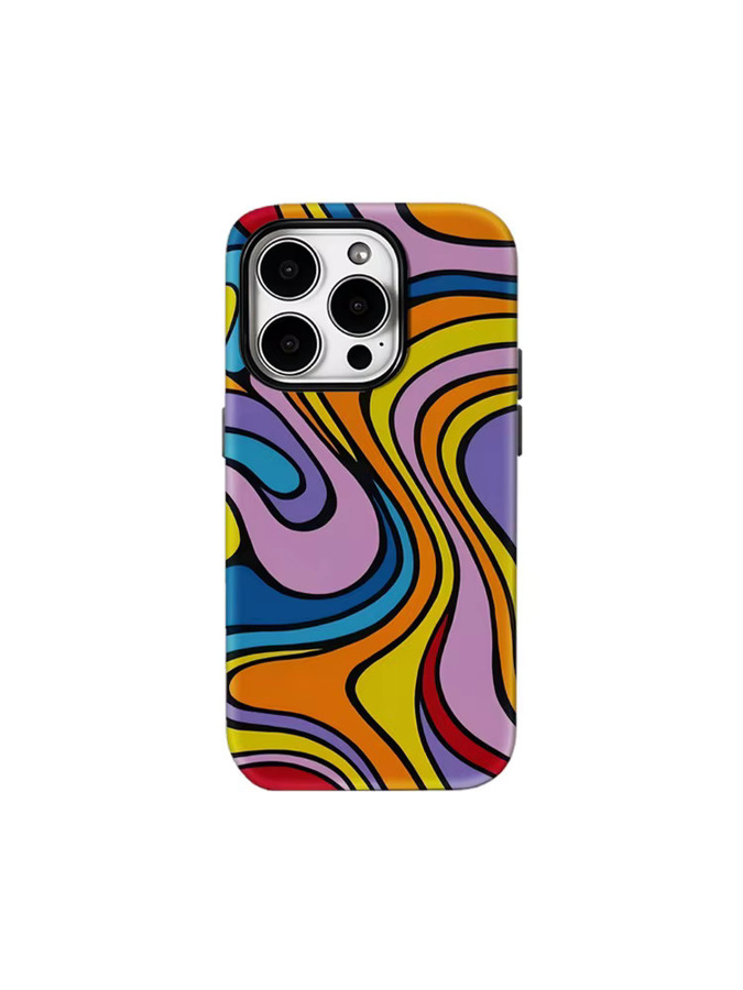 Handyhülle mit lebendigem Wellenmuster für Apple iPhone 11 bis iPhone 17 Pro Max Plus, doppelschichtige Rückseite, multicolour - Bild 6