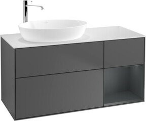 V&B Waschtischunterschrank Finion in Anthrazit mit Mittelregal, Breite: 120 cm, Tiefe: 50,1 cm, Höhe: 50,1 cm - Bild 1