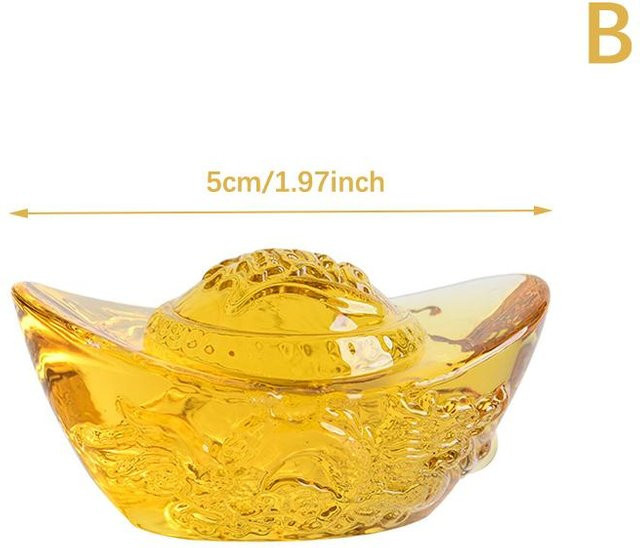 Yiran Furniture Feng Shui Citrin Barren aus Glas in Gold und Gelb als Dekofigur - Bild 1