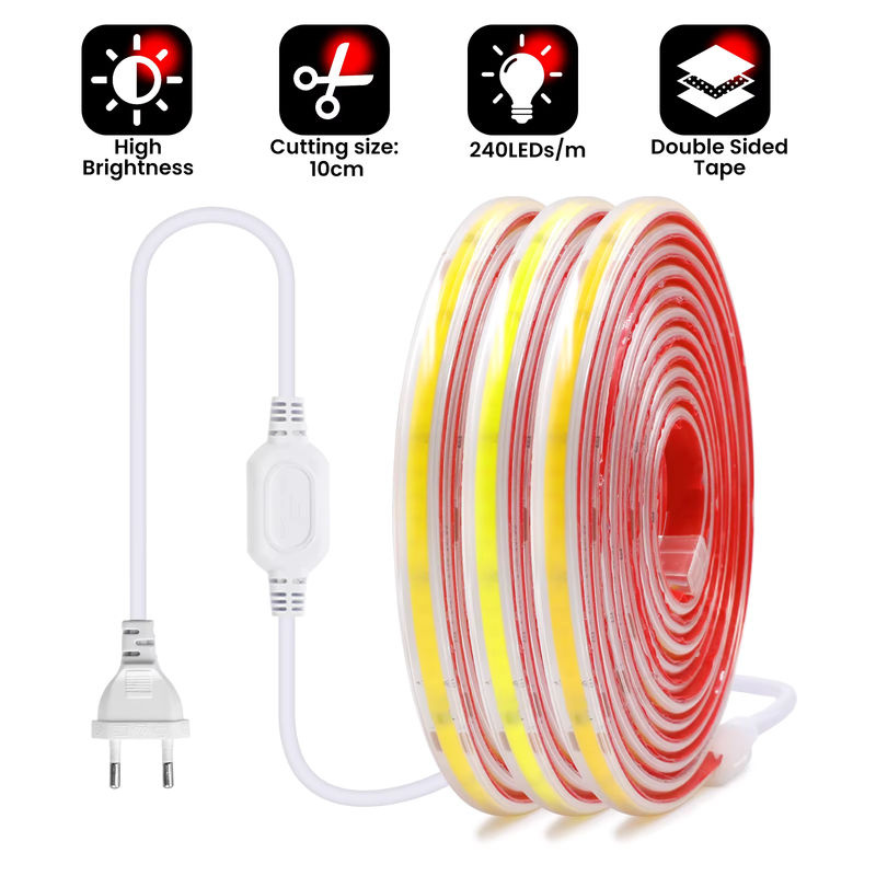 HEGEHE RGBIC COB-LED-Streifen, wasserdichter IP65 LED-Lichtstreifen in Weiß, 220 V intelligente IC-Leuchten, selbstklebend und schneidbar für Schrank und Kleiderschrank, Länge: 10 m - Bild 4