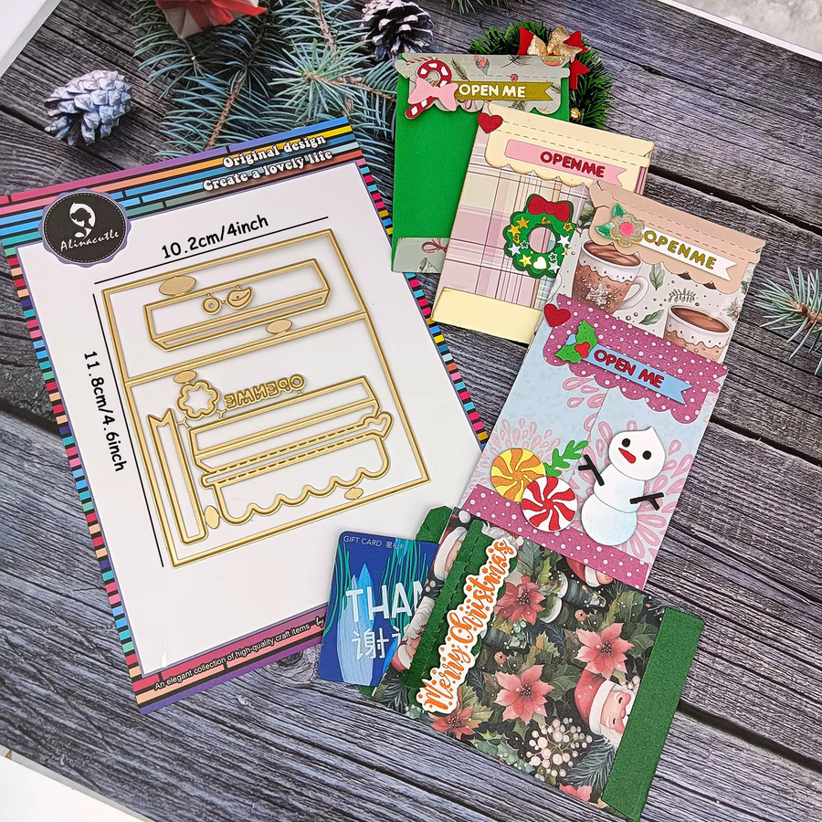 Alinacutle DIY-Leckerli-Box aus Papier und Metall in Gold und Multicolour für Weihnachtsgeschenke und Bastelarbeiten - Bild 1