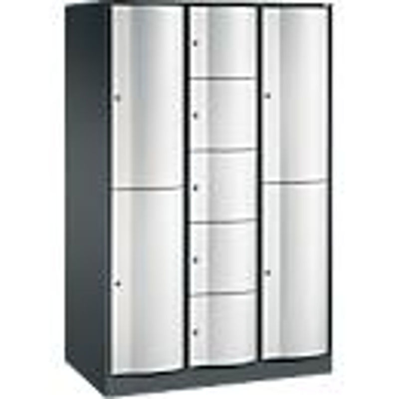 C+P Kombi-Schließfachschrank Resisto mit 3 Abteilen und 9 Fächern, Anthrazitgrau/Lichtgrau, B/T/H: 114,8 x 64,0 x 195,0 cm - Bild 2