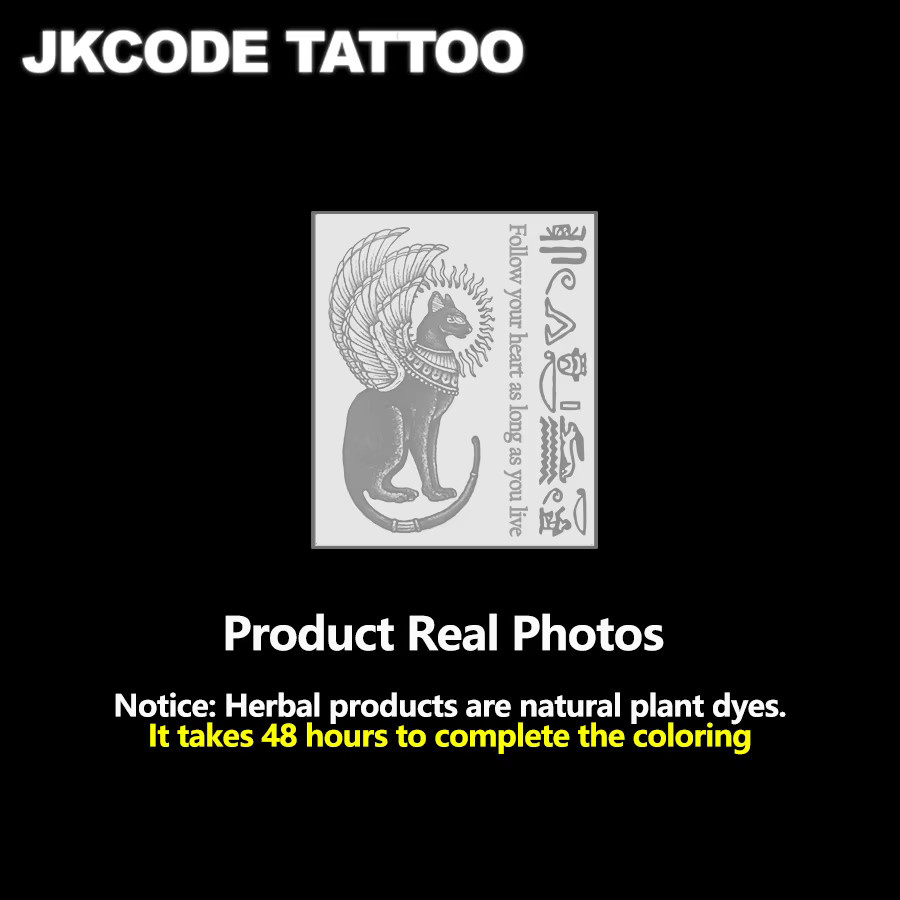 JKCODE TATTOO Kräuter-Finger-Tattoo-Aufkleber, Schwarze Katze, Hieroglyphenmuster - Bild 2