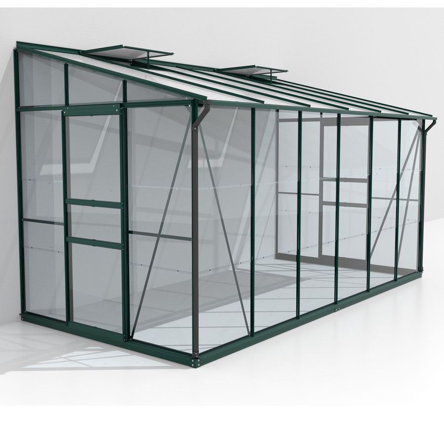 Vitavia Anlehn-Gewächshaus Osiris 7800 in Smaragdgrün mit Pultdach, 7,8 m², Aluminiumrahmen, ESG-Glas und Polycarbonat-Dachfenster - Bild 3