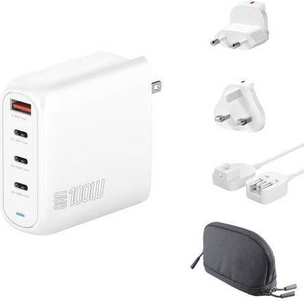 4Smarts USB Ladegerät 100W mit 3x USB-C und USB-A Quick Charge, GaN Technologie, USB Power Delivery, Weiß - Bild 1