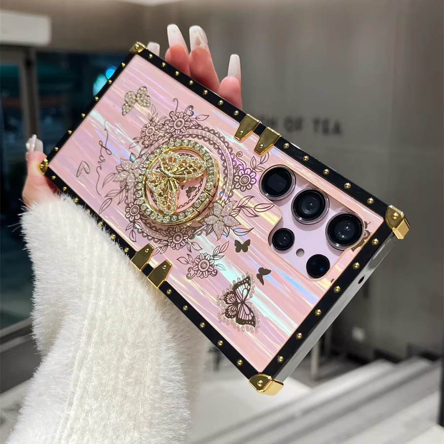 Glitzer Aurora Handyhülle mit Ring für Samsung Galaxy S24 Ultra S23 S22 S21 Plus A73 A54 A53 A52 A34 A33 A32 A22 A14 in Multicolour, Weiss und Pink - Bild 2