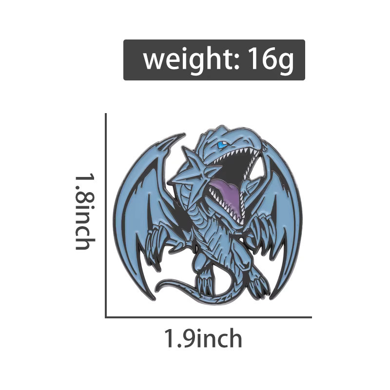 QIHE JEWELRY Brosche Blue-Eyes White Dragon, Emaille Pin, Unisex - Bild 2