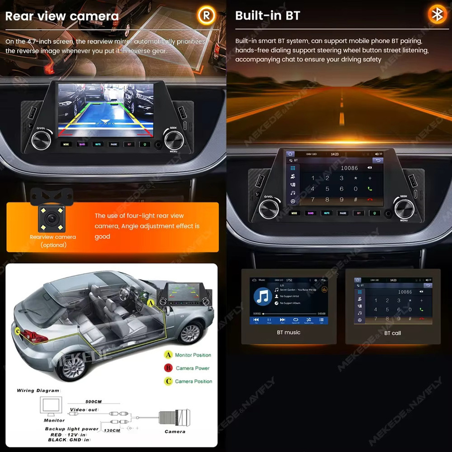 AUTOSHARK 1 DIN MP5 Universal Autoradio mit Touchscreen Multimedia-Player, Carplay und Android Auto, Navigation, USB-C, Schwarz - Bild 3