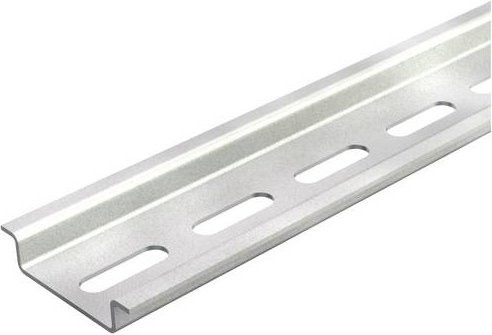 OBO Bettermann 2069 GTPL Hutschiene gelocht aus Edelstahl in Silber, Länge: 2000 mm - Bild 1