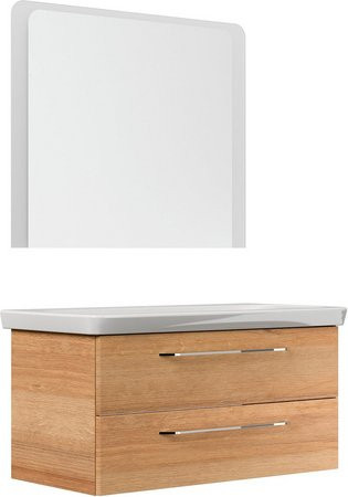 FACKELMANN Waschplatz-Set MILANO in Asteiche Braun mit LED-Beleuchtung und Soft-Close-Türen, Breite: 108 cm - Bild 1