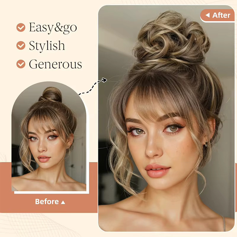 ISIGROSI Haarteile Chignon, 2 Stück, kurze gewellte lockige Synthetik, Damen - Bild 4