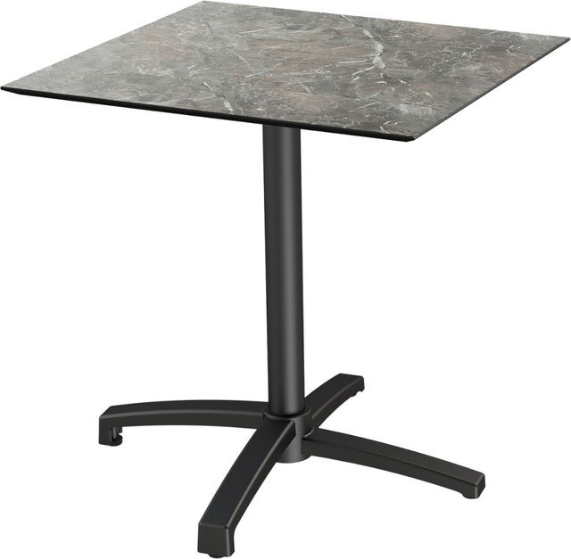 Feros Terrassentisch X Cross mit HPL-Platte, quadratisch, Schwarz/Mehrfarbig, Höhe: 74 cm - Bild 1