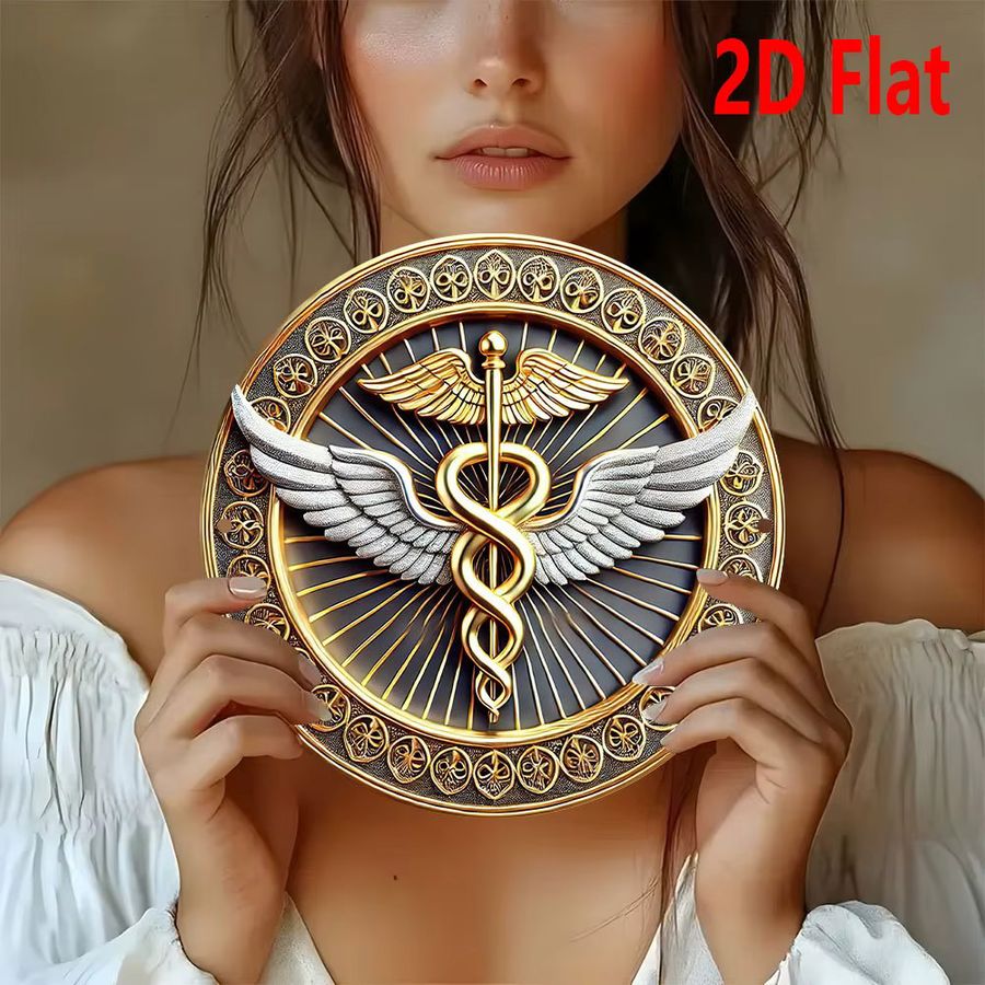 Potdemiel Aluminiumschild mit goldenem Caduceus-Emblem zur Wanddekoration - Bild 2