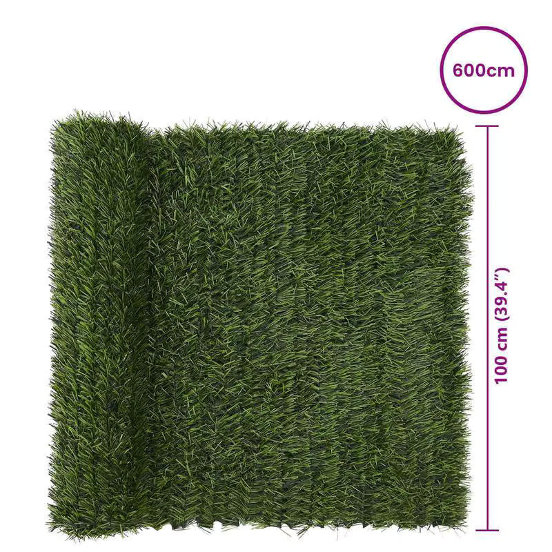 Künstlicher Sichtschutzzaun in Grün mit natürlicher Grasstruktur aus Kunststoff und Stahl, Breite: 600 cm, Höhe: 100 cm - Bild 2