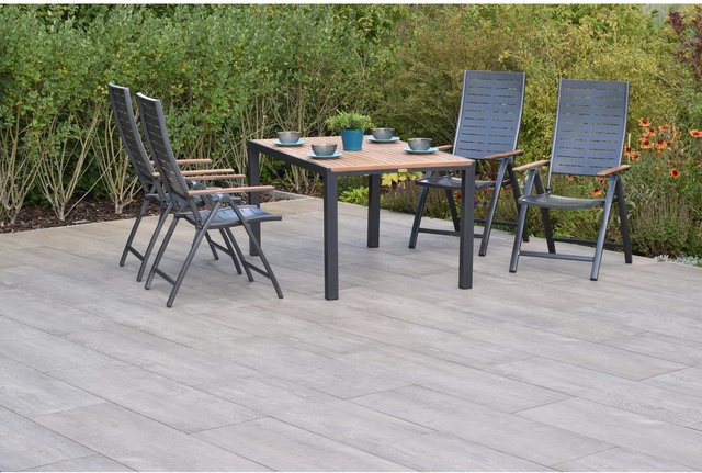 Merxx Tinos Gartentisch Set 5-tlg. aus Aluminium und geöltem Akazienholz in Anthrazit, B/T: 150 x 90 cm - Bild 1