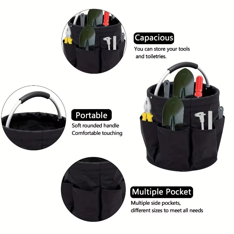 Werkzeug-Organizer-Tasche aus Oxford-Stoff in Grau mit 6 Fächern und großem Mittelfach - Bild 4
