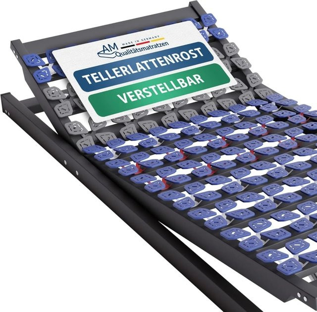 AM Qualitätsmatratzen 7 Zonen Tellerlattenrost verstellbar in Weiß, B/T: 80 x 190 cm - Bild 1