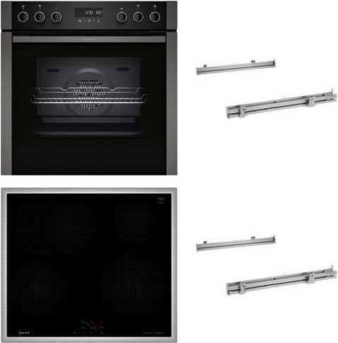 Neff Herdset HMK320SIP mit Induktionskochfeld in Graphitgrau/Schwarz, Einbaugerät mit Pyrolyse und Heißluft Umluft - Bild 1