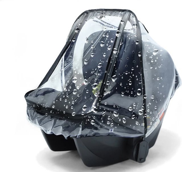 Transparente Babywagen-Regenschutzhaube aus EVA mit Doppelreißverschluss, wind- und staubdicht - Bild 1