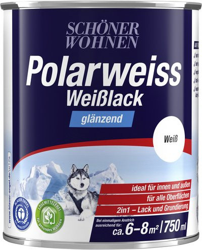 Schöner Wohnen Weißlack Polarweiss, glänzend, Weiß, 0,75 l - Bild 1