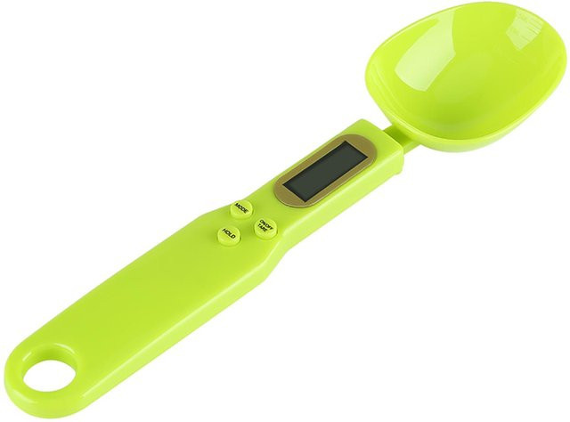 Digitale Küchenwaage CosyHome mit Messlöffeln und LCD-Display, Grün-Gelb, 500 g / 0,1 g - Bild 1