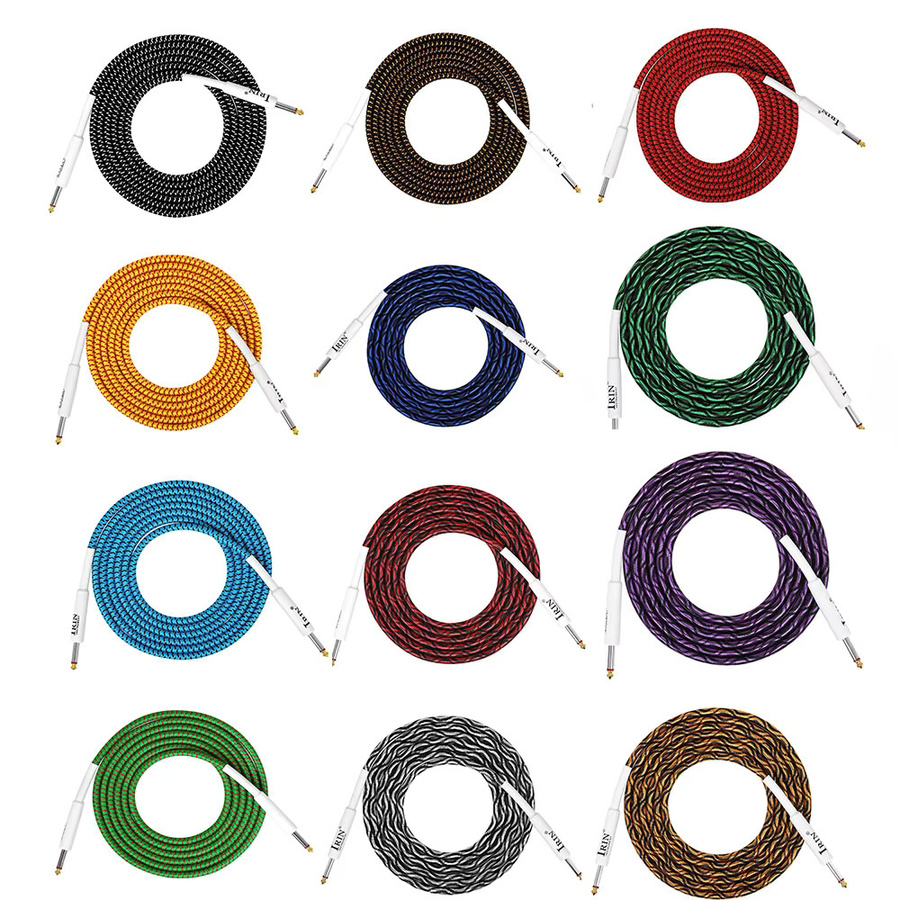 IRIN E-Gitarren-Audiokabel mit 6,35 mm Stecker auf Stecker und Denoise-Funktion, Länge: 3 m, Farben: Rot und Schwarz - Bild 2