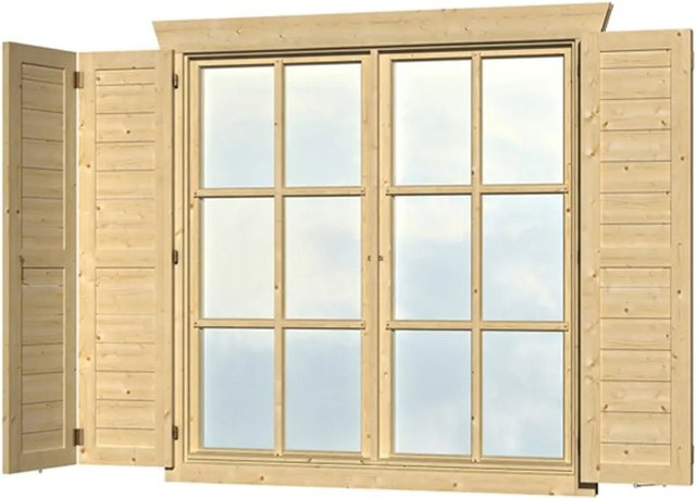 Skan Holz Fensterläden für Doppelfenster in Beige für 28-DF-02 und 45-DF-04 - Bild 1