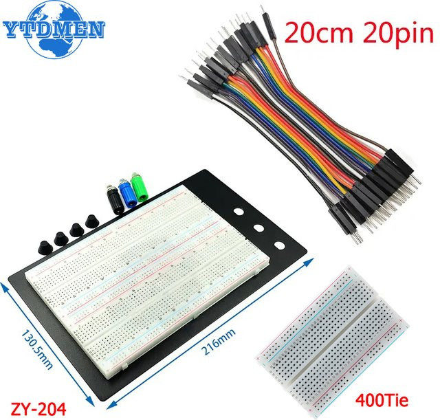YTDMEN Breadboard Jumper Wire Dupont Line Kit MB102 ZY-204 mit 400 Tie Points für lötfreie PCB DIY Mini Test Protoboard Kits in Mehrfarbig - Bild 1