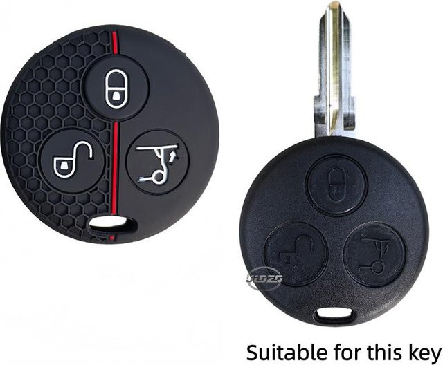 Silikon Schlüsselanhänger Hülle für Benz Smart Roadster Fortwo Crossblade 6 City Coupe Cabrio K Forfour in Schwarz - Bild 1