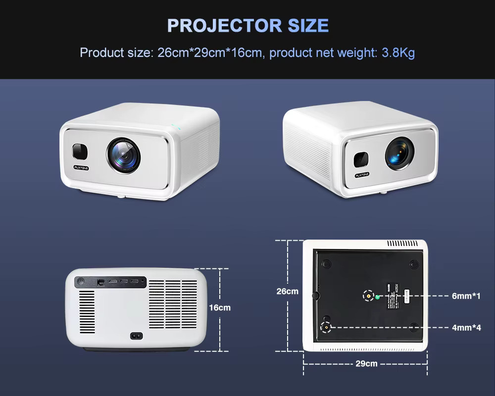 Flixtone D10S Smart Projektor mit Android 15.0, Full HD, 4K-Dekodierung, HDR10+, 4000 ANSI, Auto-Fokus und Keystone-Korrektur, Weiß - Bild 5