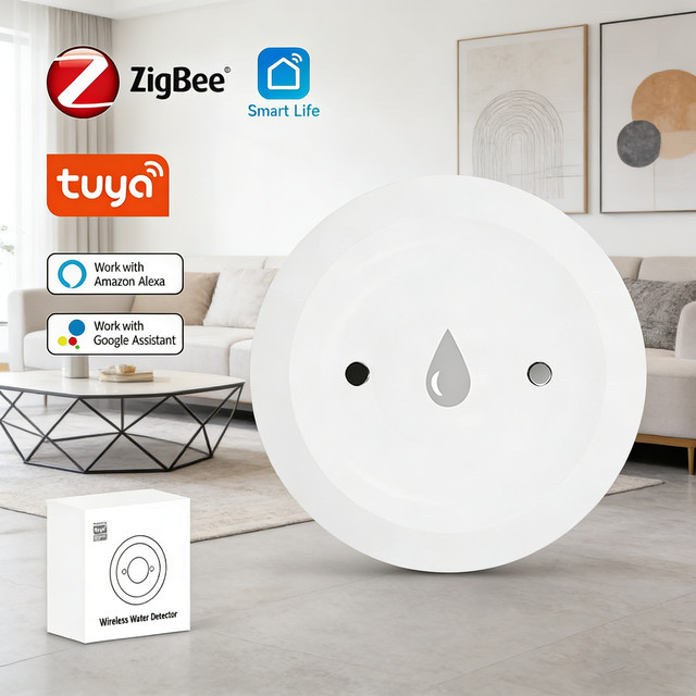 Tuya ZigBee Smart Wasserleck-Sensor mit Alarm und App-Fernüberwachung, Farbe: Weiß - Bild 1