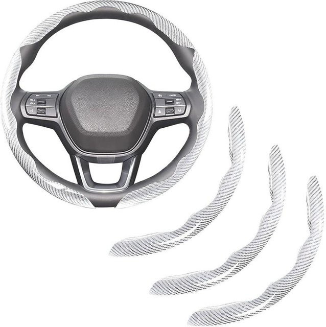 Nafu 3er-Set Lenkradabdeckung aus Kohlefaser in Weiß, 38 cm, rutschfeste Lenkradschoner für Auto-Styling - Bild 1