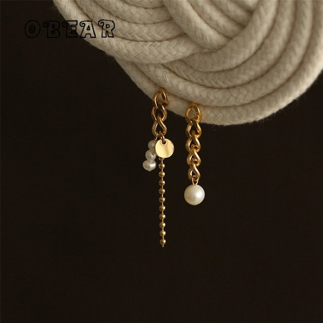 OBEAR Ohrstecker Edelstahl, 18 Karat Gold plattiert, Perle, Damen - Bild 1