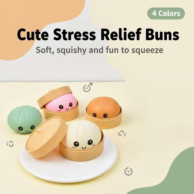 Bandai Dampfbrötchen Anti-Stress-Ball, Fidget-Spielzeug, Squishies, Foam - Bild 1