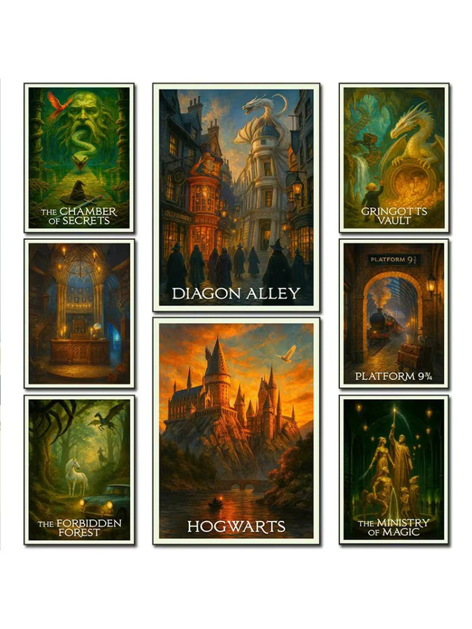 Kayou Retro-Leinwandgemälde Magic Academy Dark Diagon Alley Wandkunst in Mehrfarbig - Bild 2