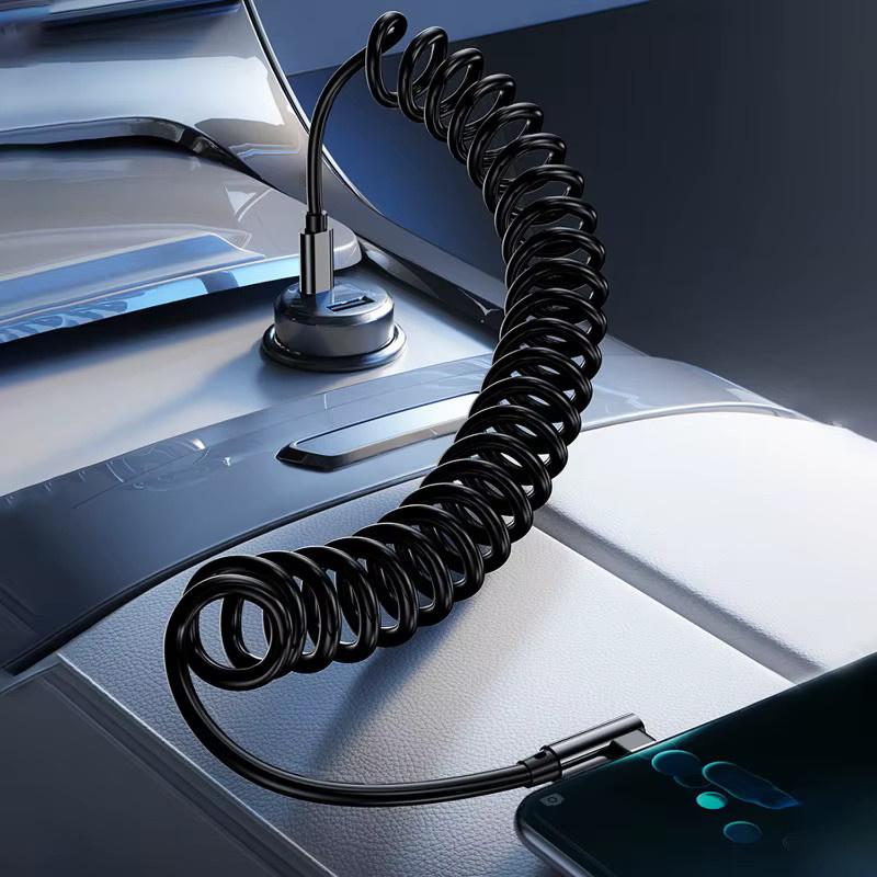 Einziehbares USB-C auf USB-C Schnellladekabel mit 120 W in Schwarz für iPhone, Samsung und andere Geräte - Bild 2