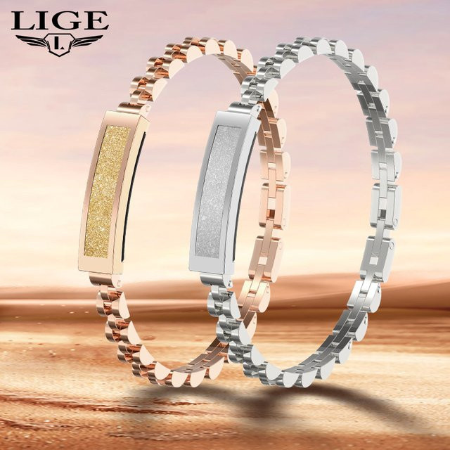 LIGE Smart-Armband für Damen in Gold mit Herzfrequenz- und Schlafüberwachung sowie Schrittzähler und wasserfester Smartwatch - Bild 1