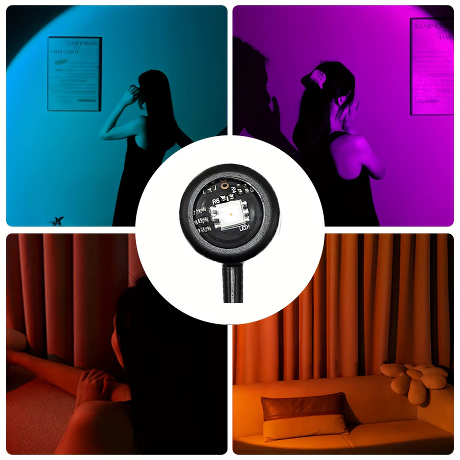 LED-Sonnenuntergangslampe mit 7 einstellbaren RGB-Farben in Schwarz für moderne Ambientebeleuchtung - Bild 2