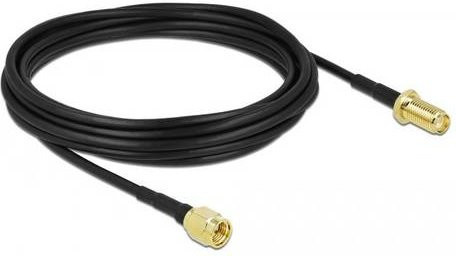 Delock WLAN-Antennen Anschlusskabel Schwarz mit 1x SMA-Stecker und 1x SMA-Buchse, Länge: 5 m - Bild 1