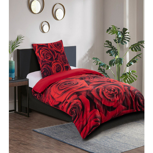 Sanilo Bettwäsche Set mit Rosenmuster in Rot, Material: Baumwolle, B/H: 135 x 200 cm und 80 x 80 cm - Bild 2
