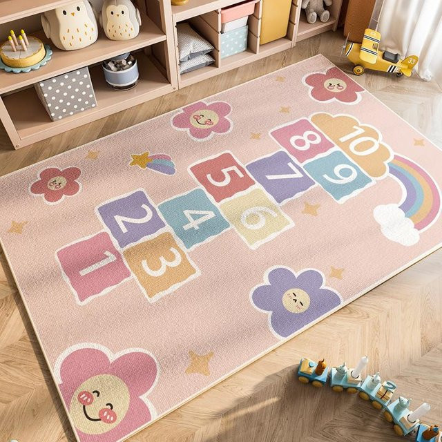 Lodestar Kinderzimmer Teppich mit Cartoon Auto Verkehr Design, rutschfest und schmutzabweisend, B/T: 80 x 160 cm, Mehrfarbig - Bild 1