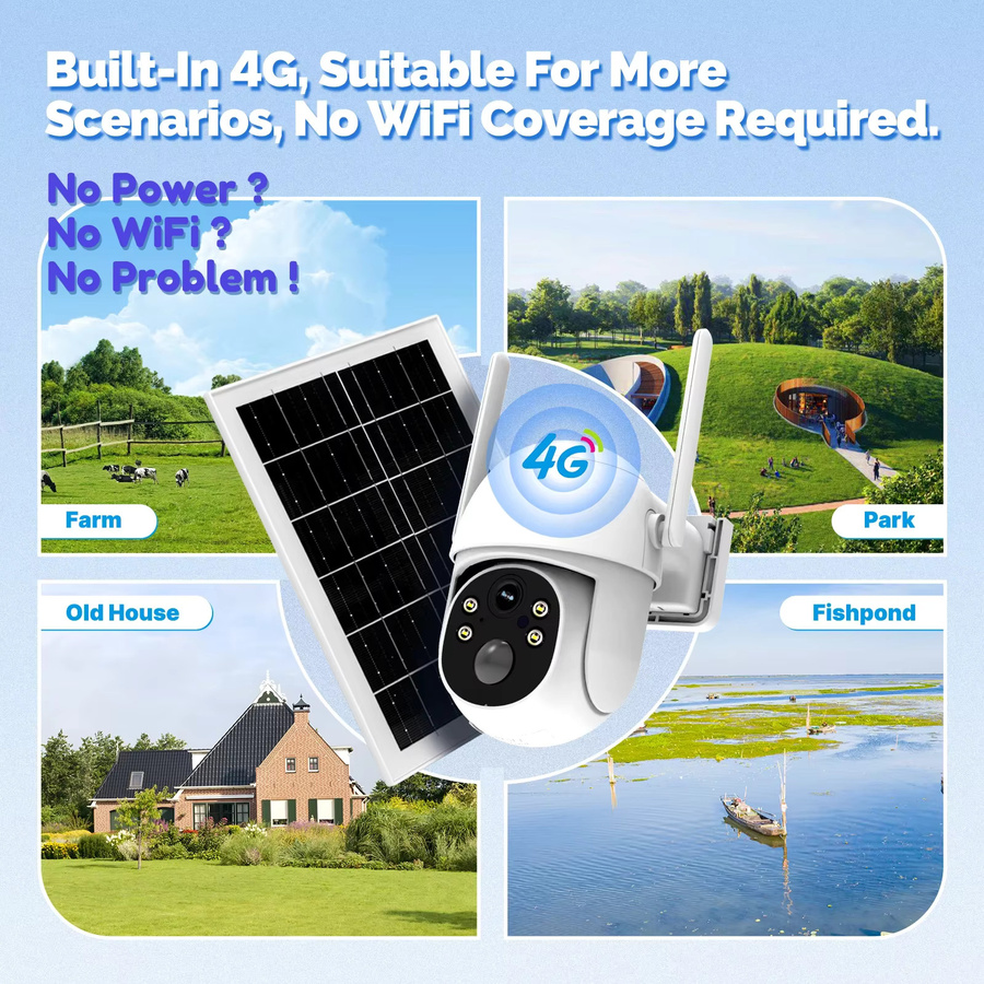 Tuya 4G Solar-Sicherheitskamera für den Außenbereich, kabellos, 3MP HD, Bewegungserkennung, IP66 wasserdicht, Nachtsicht, Farbe: Weiß - Bild 2