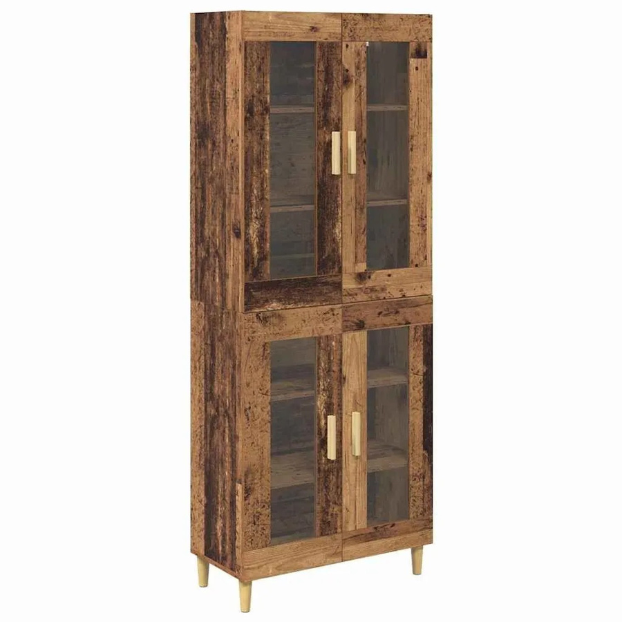 vidaXL Highboard Altholz Modern Braun mit Glastüren und Regalböden B/T/H: 69,5 x 34 x 180 cm - Bild 2
