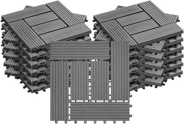 WOLTU 22er-Set WPC Terrassenfliesen Bodenbelag für deine Terrasse in Hellgrau - Bild 1