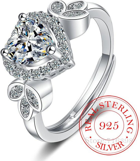 Ring 925 Silber, Zirkonia, Herz, Damen - Bild 1
