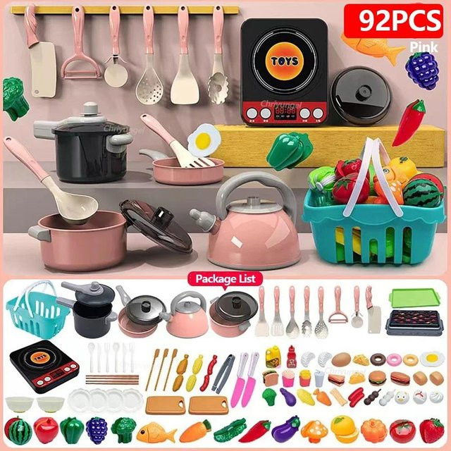 Binchi Kinderküchenspielzeug Set, Spielessen mit Töpfen Pfannen Utensilien, ab 3 Jahre - Bild 1
